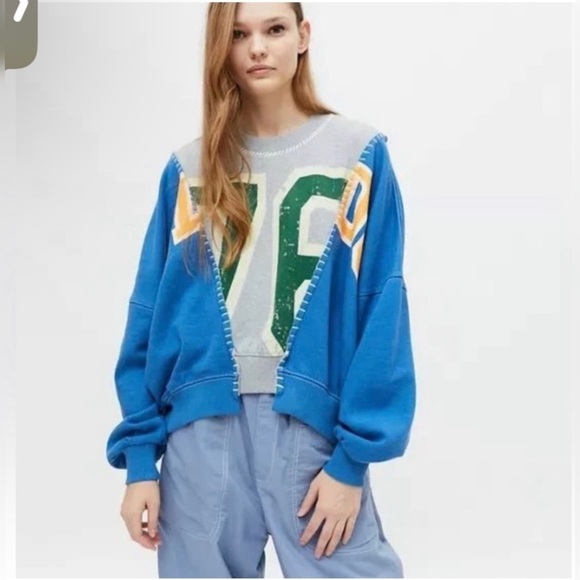 NWT Urban Outfitters BDG Patchwork Bulldog Varsity 76 Sweatshirt | Size L - Picture 10 of 12